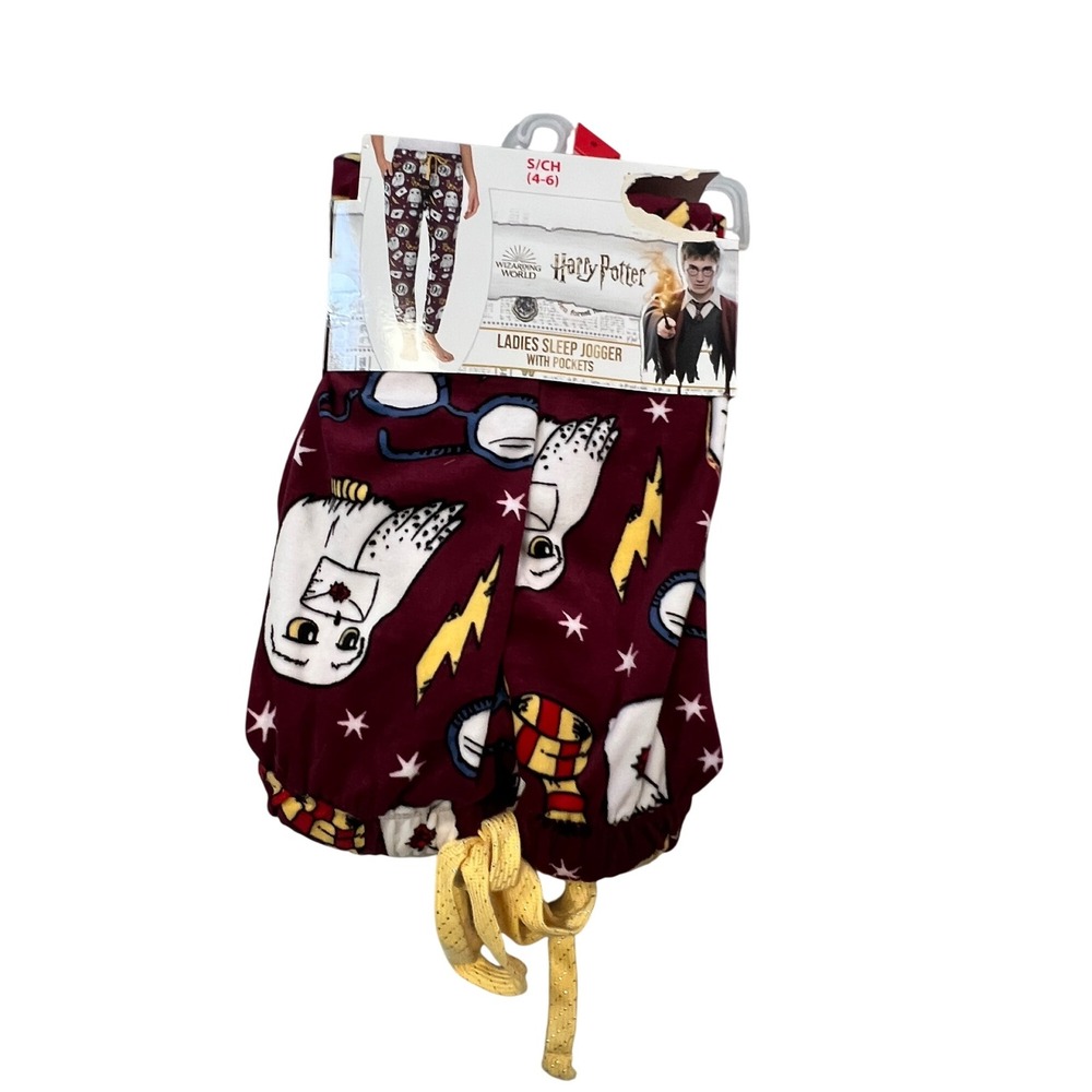 Harry‎ Potter Sleep Jogger Burgundy S/CH 4-6 Wizarding World Fleece Pockets J7